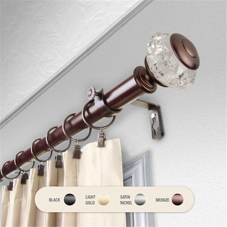 Central Design 1 in. Lyla Curtain Rod with 120 to 170 in. Extension, Bronze 100-59-999